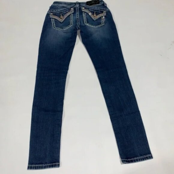 Miss Me Women's Blue Embellished Sequins Mid Rise Jeans 25x30 0419 Women’s Jeans - Picture 5 of 12